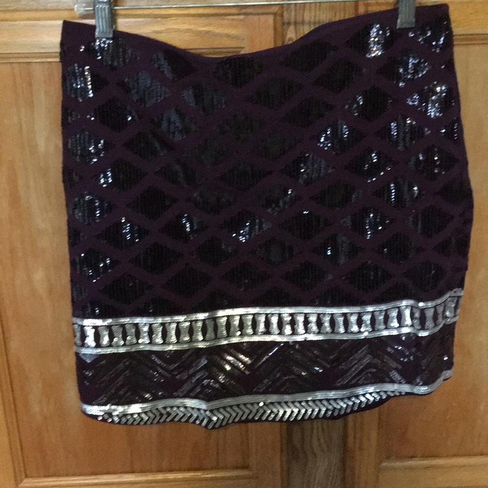 Sequin skirt , plum wine color
